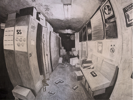 Corridor d'école avec effet judas
